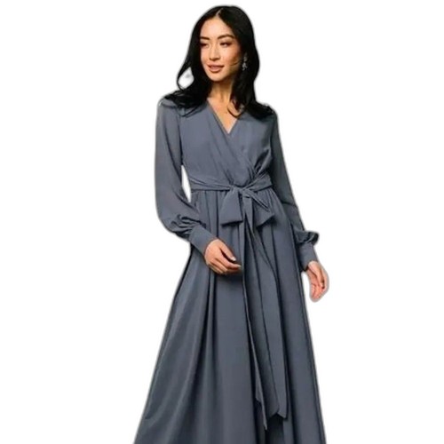 Baltic Born Lydia Maxi Flowy Faux Wrap Dress Slate Blue Women’s Size XXL