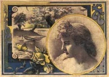 Woman, Butterfly &boat - print decal sticker trunk liner paper chest steamer old