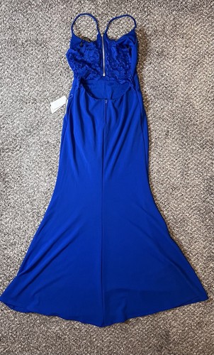 B Darlin Lace Back Cutout Royal Blue Size JR 13/14 Maxi Dress Solid Womens 6/8 - Picture 9 of 10