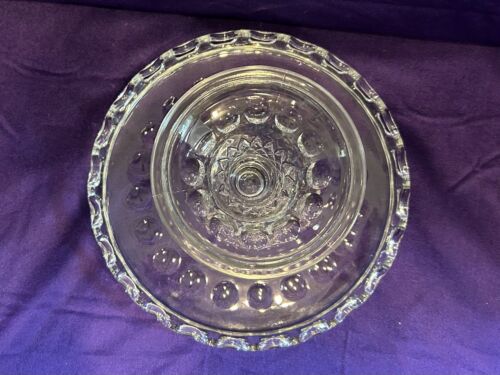 Vintage Antique Clear Glass w/ Rum Well Old Colony Lace Pedestal Cake Stand 7x12 - Picture 9 of 12