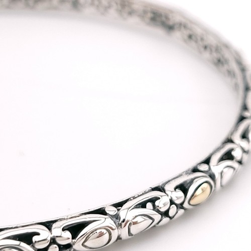A by JH John Hardy Sterling Silver & 14K Gol 4mm 7.75" Inch Bangle Bracelet - Picture 10 of 12