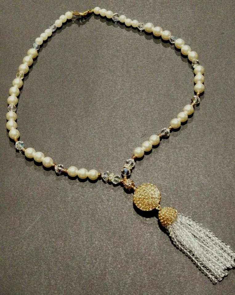 Collar Colgante Anthropologie BAUBLEBAR Tono Dorado Imitación Perla Borla 22" Nuevo con Etiquetas Foto 3 de 4