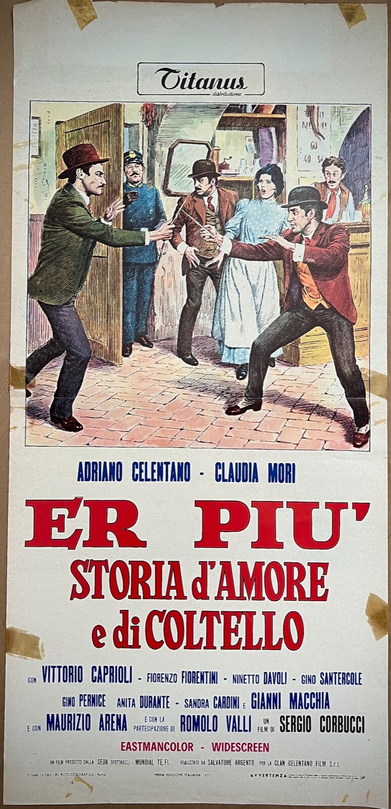 Locandina originale film Er più - Storia d'amore e di coltello (1971) - Regia di Sergio Corbucci