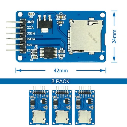 Arduino Micro SD Card Reader Module 3 Pack SPI Mini TF SDHC Board Chip Readers - Picture 3 of 3