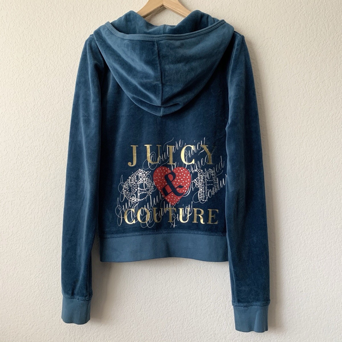 Juicy Couture Y2k Velour Crystal Hoodie Zip Up Made In USA | eBay