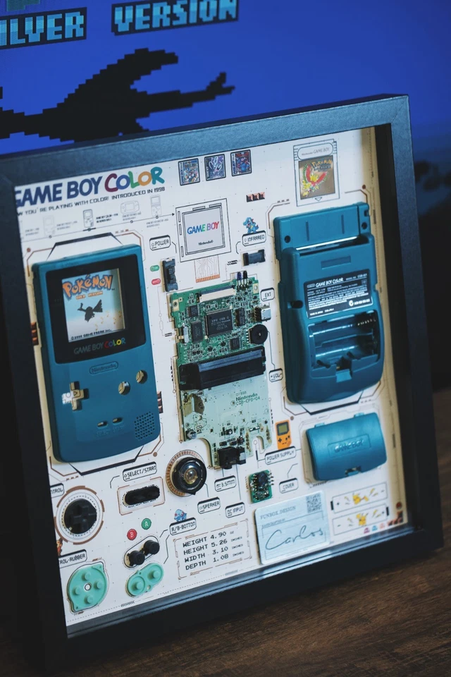 Arte desmontable, color Gameboy enmarcado desmontado, decoración de pared, regalo para él. Foto 2 de 4