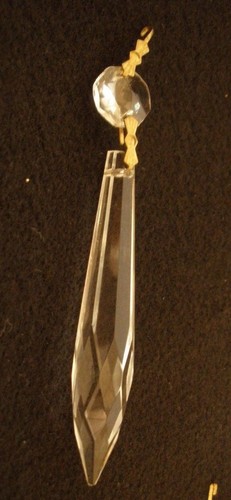 VINTAGE~10~CRYSTAL CHANDELIER PENDANTS PRISMS~2 PC W/ORNATE HANGER~REPLACEMENT - Picture 2 of 4