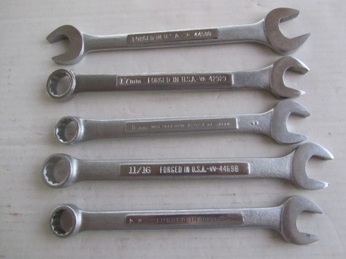 VINTAGE CRAFTSMAN 5Pc, Open-End & 12 Point Combination Wrench Set Series USA - Picture 4 of 6
