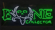 Nuevo Letrero de Luz de Neón Calavera Coleccionista de Huesos 32"x16" Vidrio Obra de Arte Lámpara Barra Decoración
