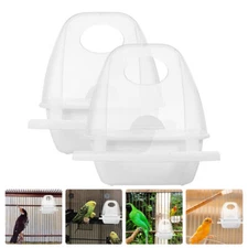 2Pcs Clear Bird Food Container Splashing-Proof Feeder Birdcage Hanging Feeder