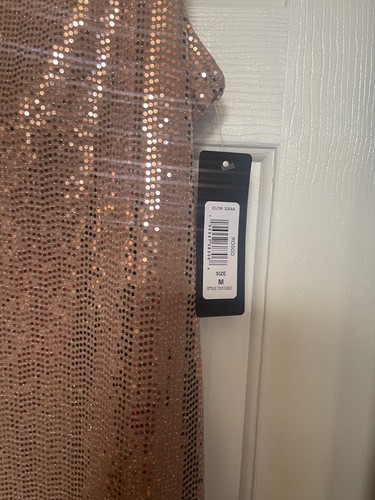 BEBE Rose Gold Sparkling Midi Dress SZ M - Picture 3 of 14