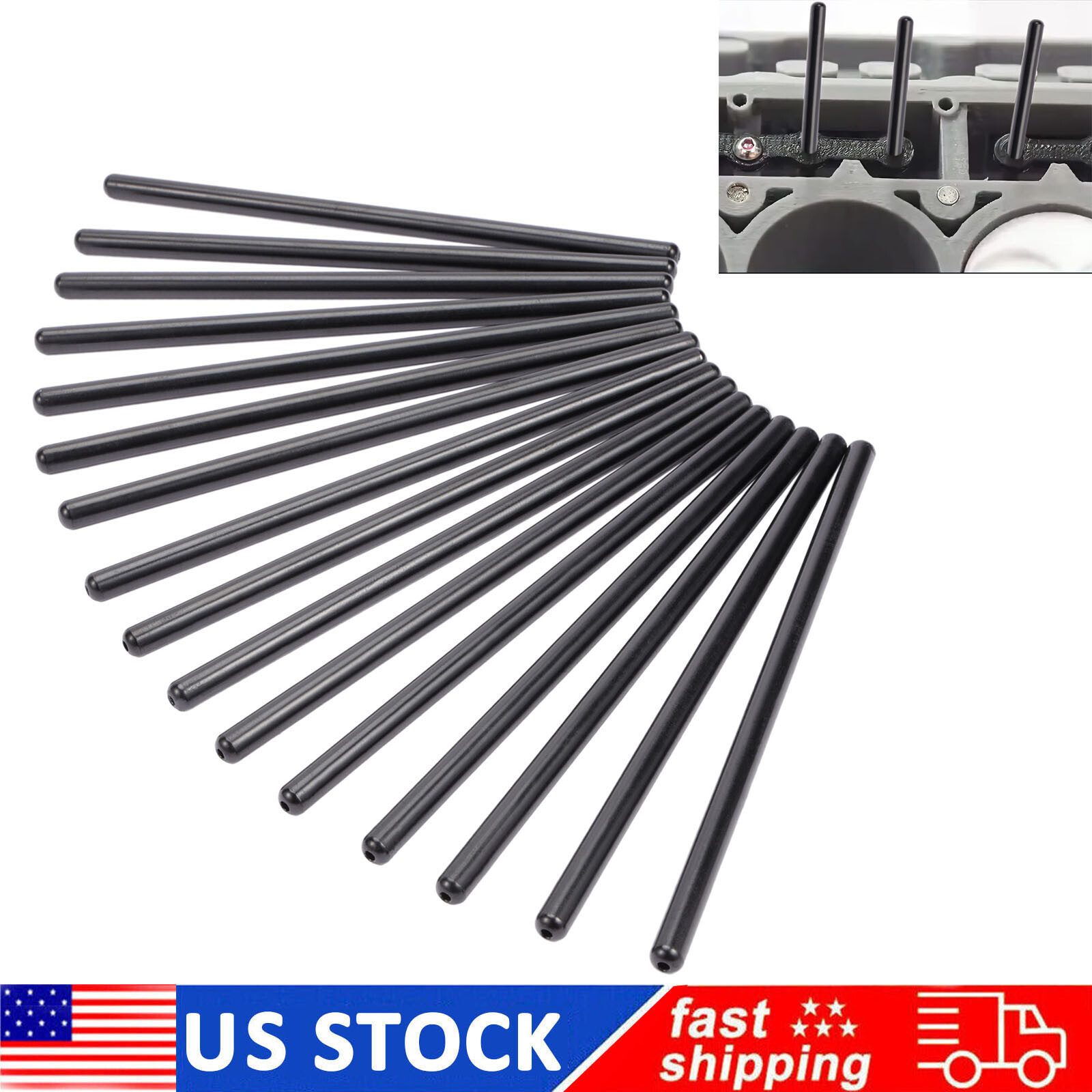 16pcs 5/16" Pushrods Kit Set For GM LS1/LS2/LS6/L92/LS3 4.8L 5.3L 5.7L