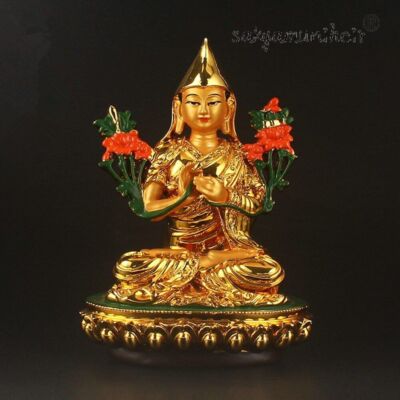 Tsongkhapa Figurine Statue Three Treasured Buddhsit Titetan Buddha Sculpture