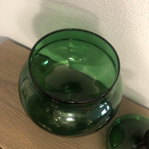 Empoli Italian Glass Circus Tent Lid Apothecary Jar Green Twisted Stem Vintage - Picture 12 of 12