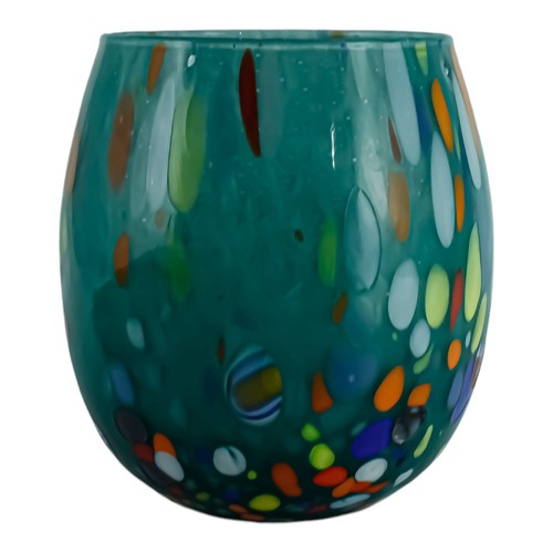 Set of Four 4 Murano Drinking Glasses Tumbler Green Multi Handmade Millefiori - Picture 6 of 10