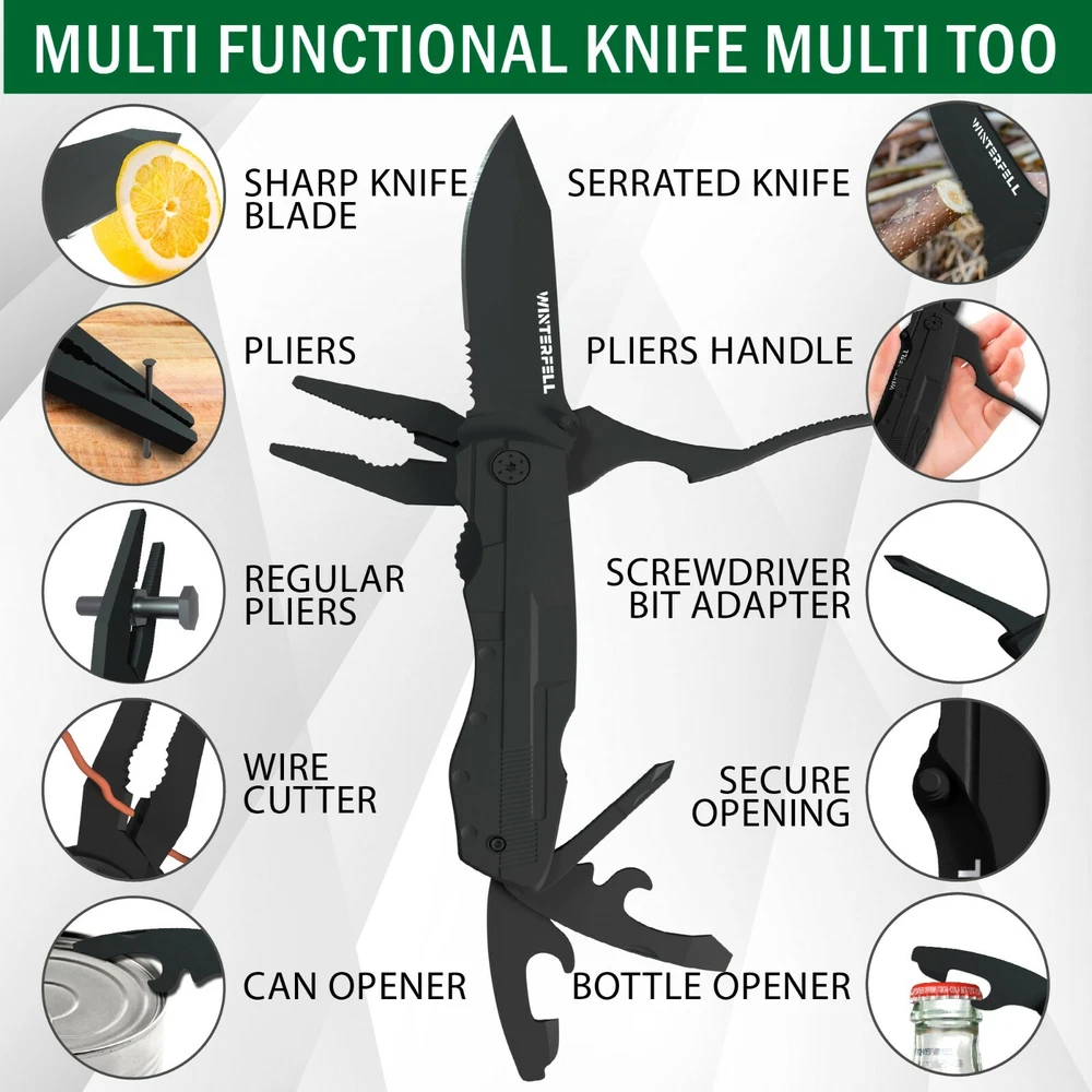 Multi tool Knife WINTERFELL Multipurpose Outdoor Folding Pocket Pliers Multitool