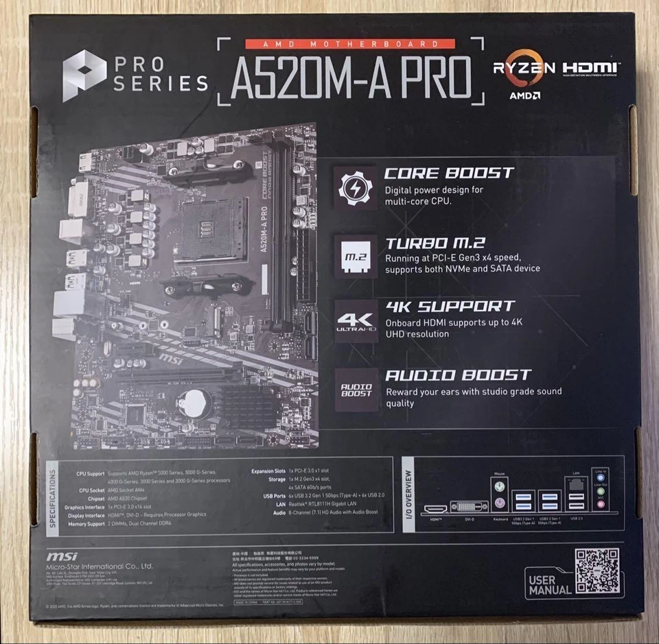 Placa madre MSI A520M A PRO AM4 Micro ATX memoria DDR4 para CPU AMD Ryzen - Imagen 3 de 4