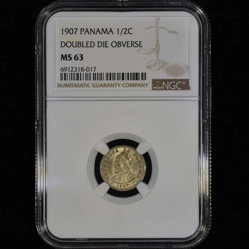 1907 PANAMA 1/2 CENTESIMO ✪ NGC MS-63 ✪ 5C COIN DDO DOUBLED DIE OBVERSE◢TRUSTED◣