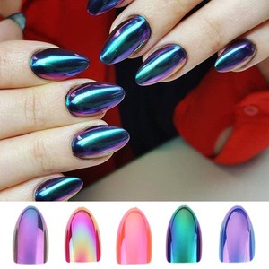 UK Mirror Silver False Nails STILETTO Point Metallic ...