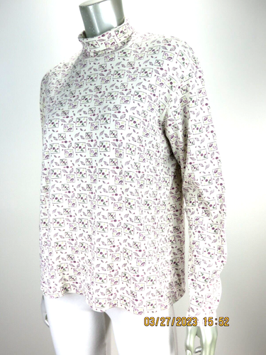 BOBBIE BROOKS SZ XL Cotton/Polyester Country White Mock Neck Shirt Top Blouse - Picture 6 of 16
