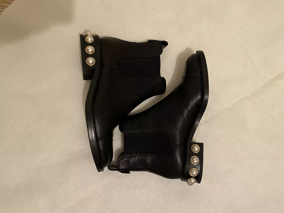 LOUIS ET CIE WOMEN BLACK LO VALTINA WITH FAUX PEARL BOOTS SIZE US 7M
