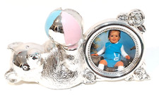 Oneida Metal Bear w/Ball Piggy Coin Bank Baby Photo Picture Frame Tarnish Resist
