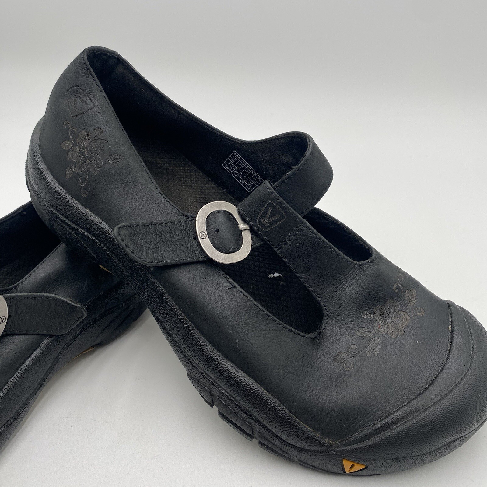 Scarpe Keen Mary Jane nere ibisco floreale punta chiusa donna taglia 4 comode