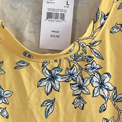 Motherhood Maternity Dress sz L yellow with blue flowers | eBay