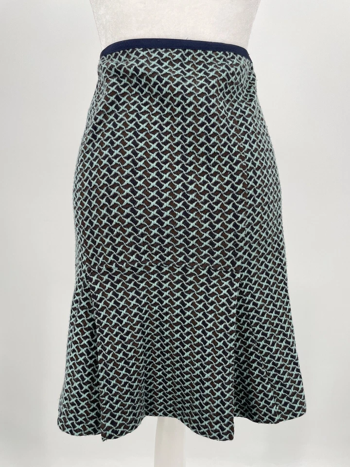 DIANE von FURSTENBERG DVF 8/M sweater Knit pleat back Skirt turquoise brown 3D - Image 4 of 4