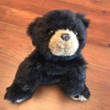 Bearington Collection Black  Tan Bear Plush 14  Sitting Up, 18  Laying Down