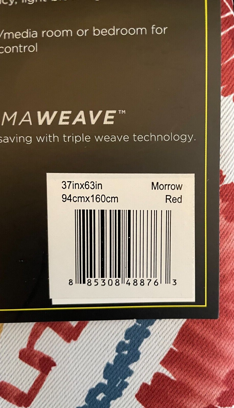 ECLIPSE BLACKOUT ONE ROD POCKET PANEL IN MORROW RED 37"X63" NEW IN