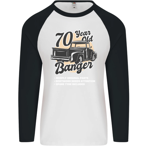 70 Year Old Banger Birthday 70th year Old Mens L/S Baseball T-Shirt