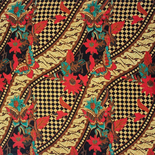 Indonesian Batik Fabric, Motif of Gorgeous Flowers and Butterflies and Parang - Picture 5 of 9