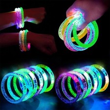 10pcs Glow in The Dark LED Bracelets Flashing Light Up Wristbands Kids