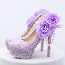 Purple high heels party shoes dress shoes wedding shoes waterproof platform shoe
