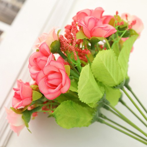 Simulated Rose Flower Fake Flower Bundle Plastic Bouquet Wedding Home Decoration - Picture 20 of 34