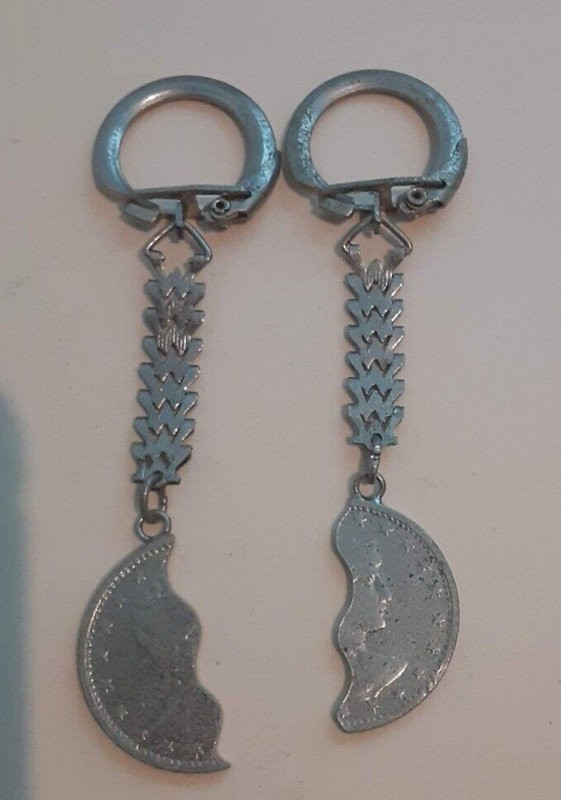 Keychain - Mizpah Coin - Silver Tone - Brasil 400 Reis Republica dos estados 