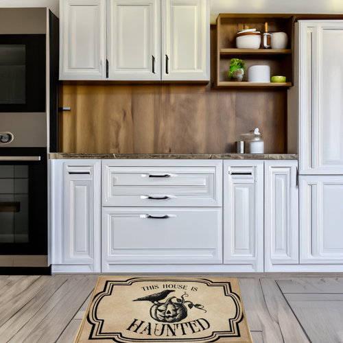Spooky 'House is Haunted' Halloween Kitchen Rug – 20” x 30” Non-Slip Floor Mat - Picture 4 of 12