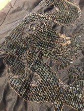 Black Maharishi Silk Jacket Embroided Sequin Dragon Size 12 New