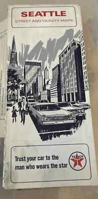 Texaco Oil Map Washington Seattle Gas Oil 1966  Folding