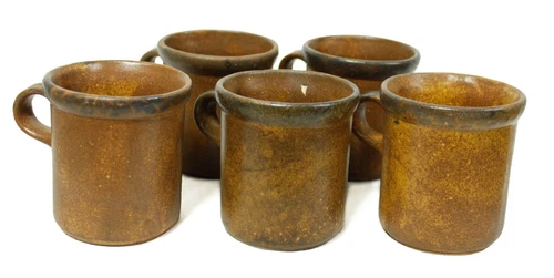 Vintage 1412 McCoy USA Brown Mesa Coffee Mug Set of 5