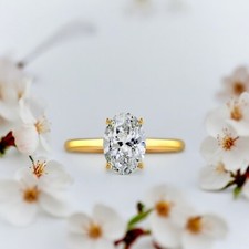 Fede Nuziale Oro Giallo 18k Certificata IGI Taglio Ovale Creata in Laboratori...