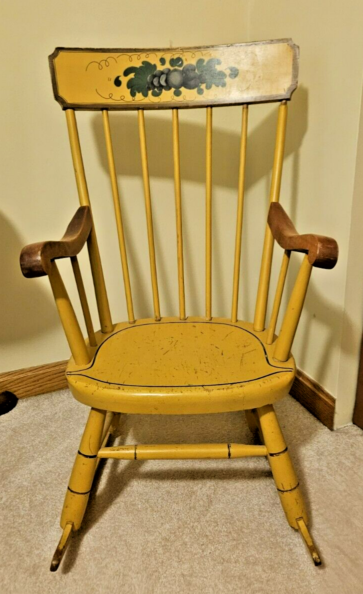 RARE Vtg Oak Hill Co Child Boston/Hitchcock Rocker Steciled