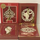 Lenox Santa Claus & Pierced Christmas Ornaments Lot/4 In Boxes Ivory Gold Tassel