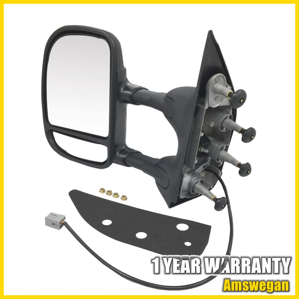 [Izquierda] Espejo retrovisor eléctrico de remolque telescópico de doble brazo para Ford E150 E250 E350 09-16 Foto 3 de 4