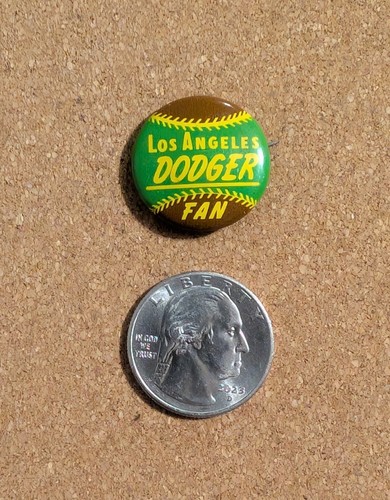 Vtg 1966 Los Angeles Dodger Fan Button - 60's Guy's Potato Chips Baseball Pin - Picture 3 of 5