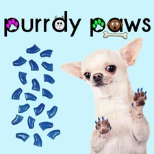 Soft Nail Caps For Dog Claws ( BLUE GLITTER ) * Purrdy Paws * 6 Sizes up to XXL