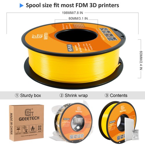 1KG High Speed PLA Yellow HS-PLA Geeetech 3D Printer Filament Fast Consumables - Bild 6 von 6