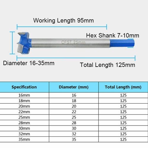 16-35mm extra langes Hartmetall Forstner Lochsägenfräser Holzbearbeitung Bohren - Bild 2 von 12
