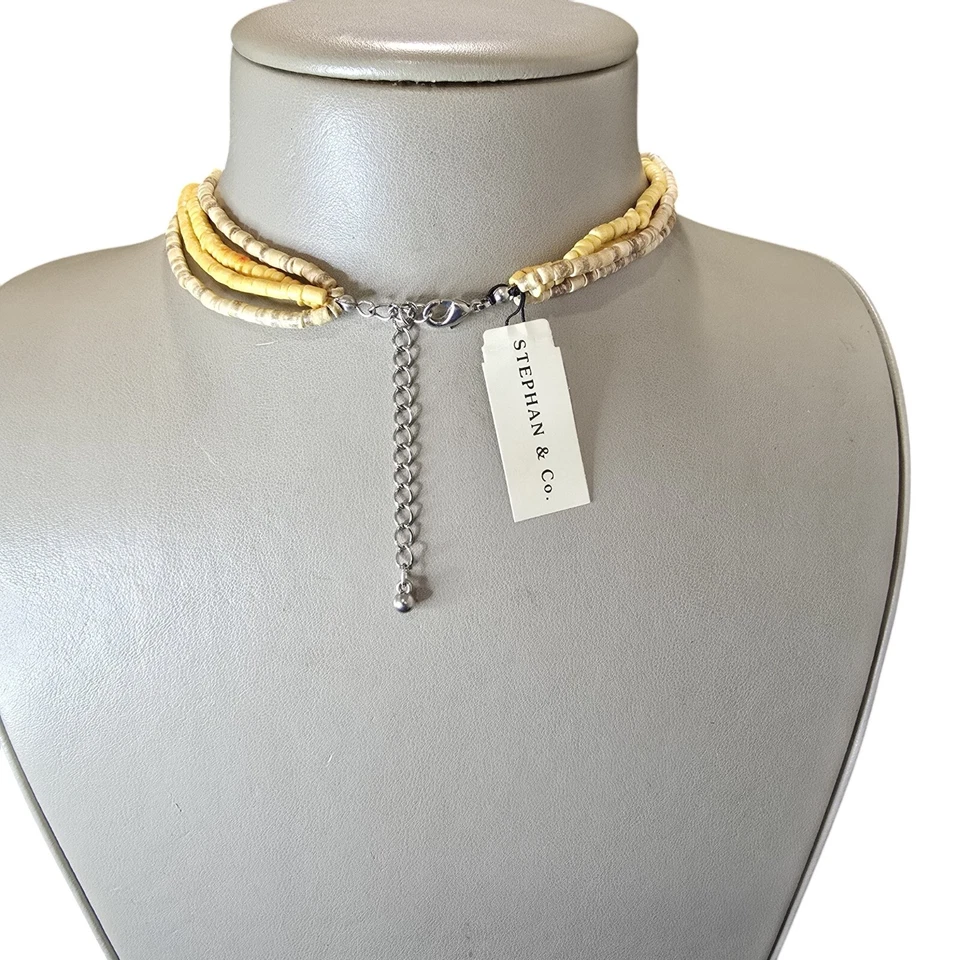 Stephan & Co Trendy Women's Beaded Shell Boho Yellow Necklace NWT - Image 3 of 3